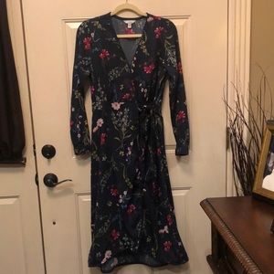 Time and Tru Navy Floral Wrap Dress